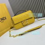 Replica Fendi yellow embossed cowhide baguette bag 